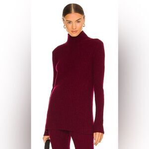 SOMETHING NAVY Turtleneck Sweater Medium Wool Cashmere Burgundy Red Knit Holiday